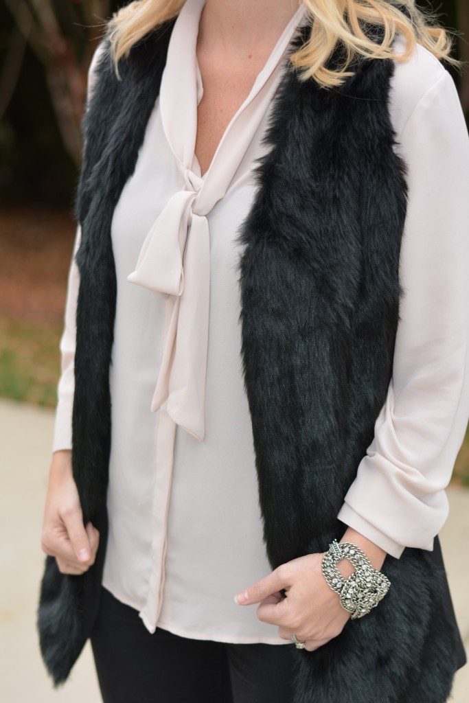 Vest: | Target | Mossimo Faux Fur Vest | Click here to shop | Blouse: Target | Mossimo Tie Front Blouse | Click here to shop