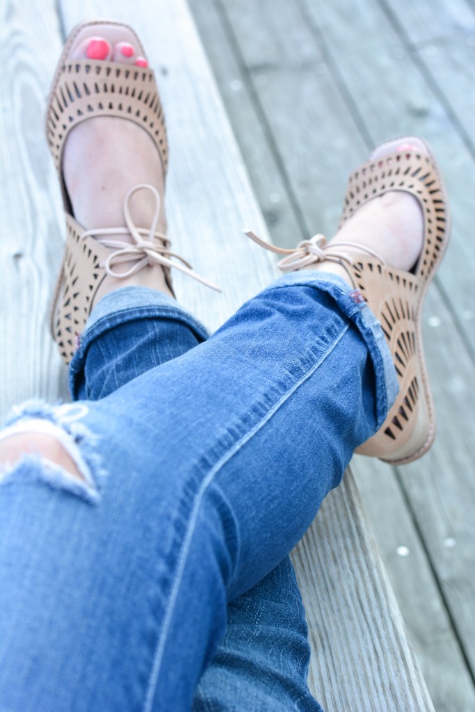 I threw on my favorite Jeffrey Campbell sandals that I own.  You may have noticed via Instagram that I am OBSESSED with these shoes.  I cannot begin to convey how wonderfully comfortable these are to wear all day!  