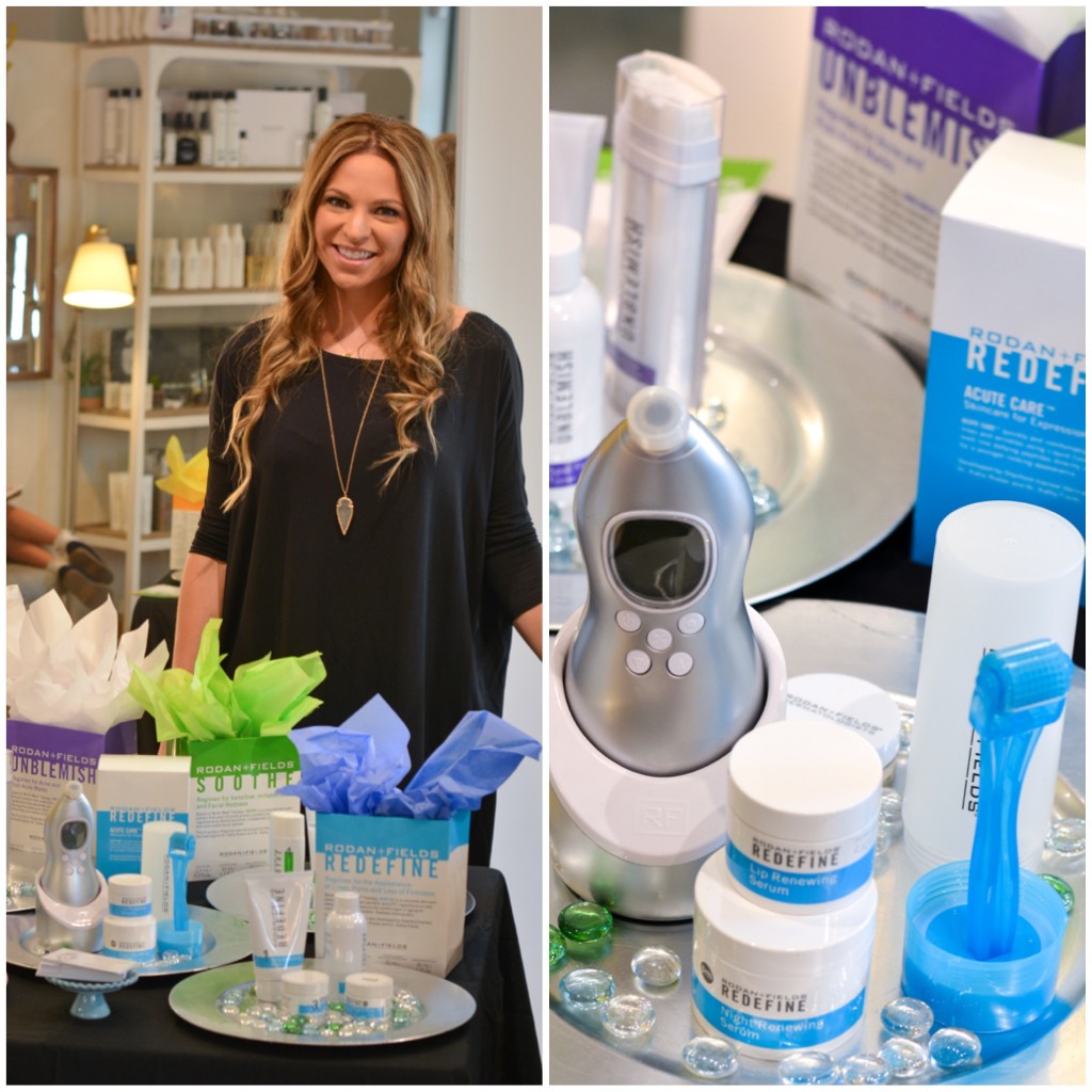 Rodan + Fields Executive Consultant Mary Samson displaying some of the product line 
